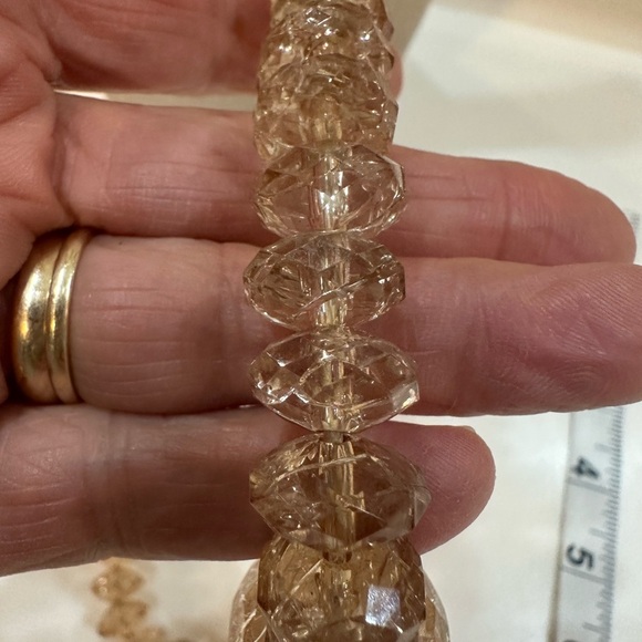 Lydell NYC Champagne Faceted Chunky Beaded Statement Necklace | Graduated 16”L - Picture 9 of 11
